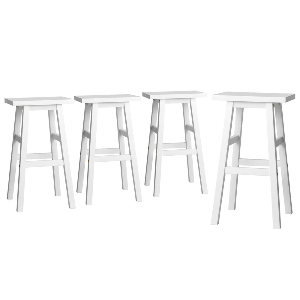 Artiss 4x Bar Stools Kitchen Chairs Wooden White-0