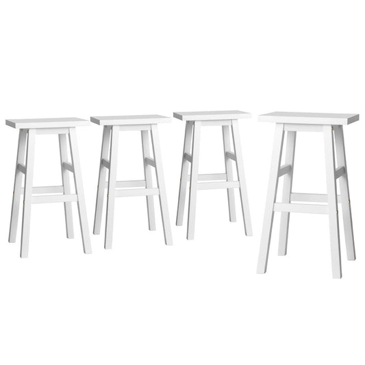 Artiss 4x Bar Stools Kitchen Chairs Wooden White-0