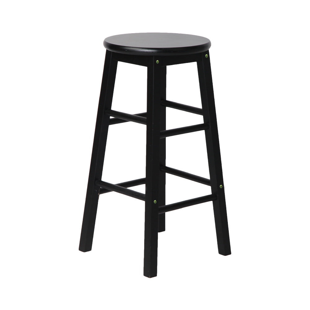 Artiss 2x Bar Stools Round Chairs Wooden Black-3