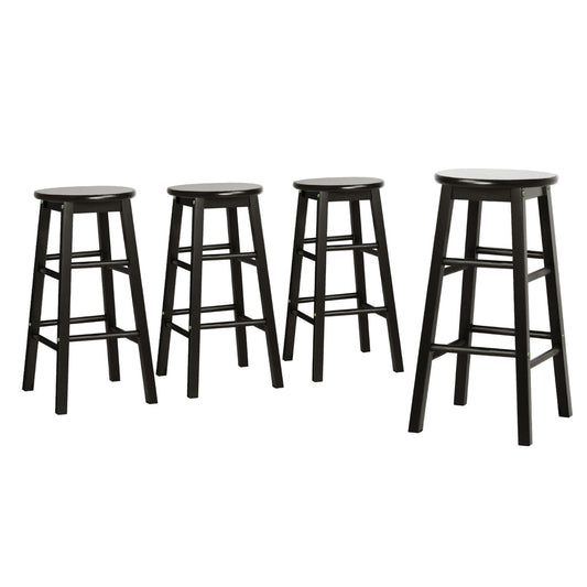 Artiss 4x Bar Stools Round Chairs Wooden Black-0