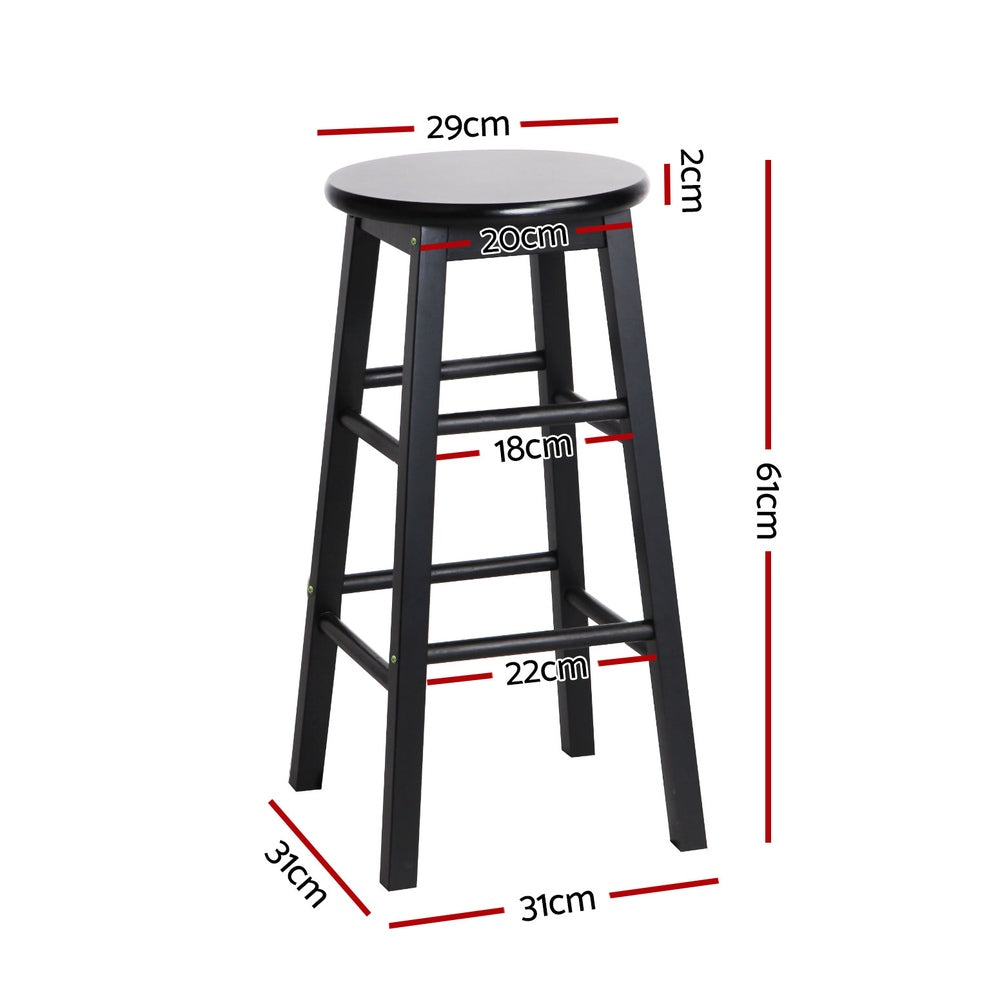 Artiss 4x Bar Stools Round Chairs Wooden Black-1