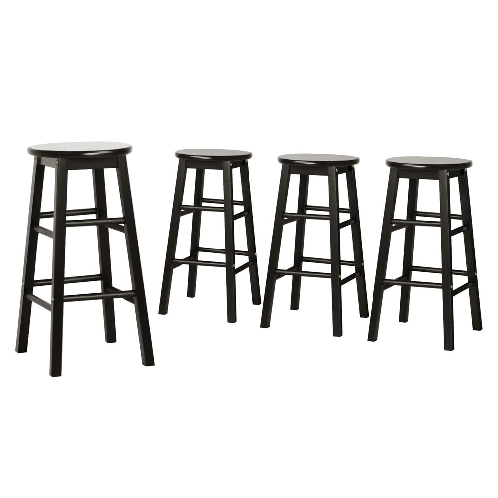 Artiss 4x Bar Stools Round Chairs Wooden Black-2