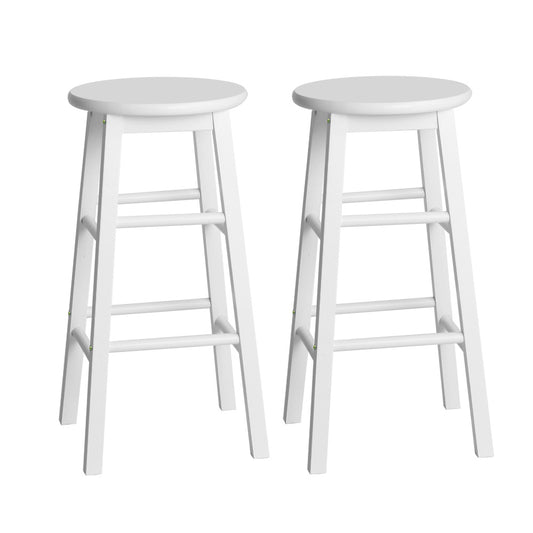 Artiss 2x Bar Stools Round Chairs Wooden White-0