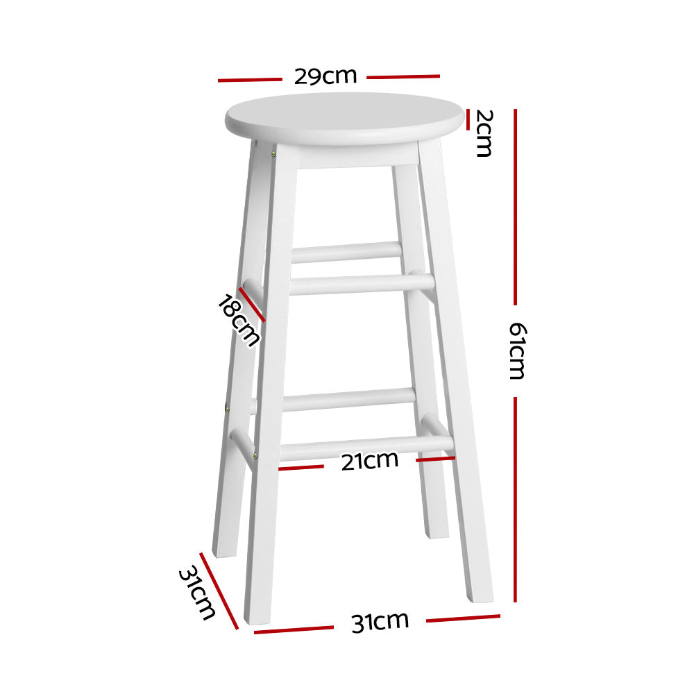 Artiss 2x Bar Stools Round Chairs Wooden White-1