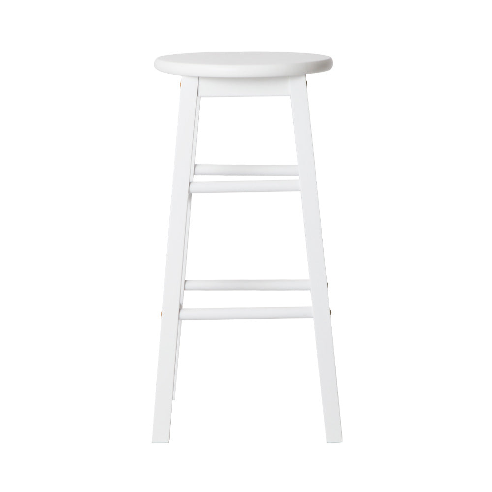 Artiss 2x Bar Stools Round Chairs Wooden White-2