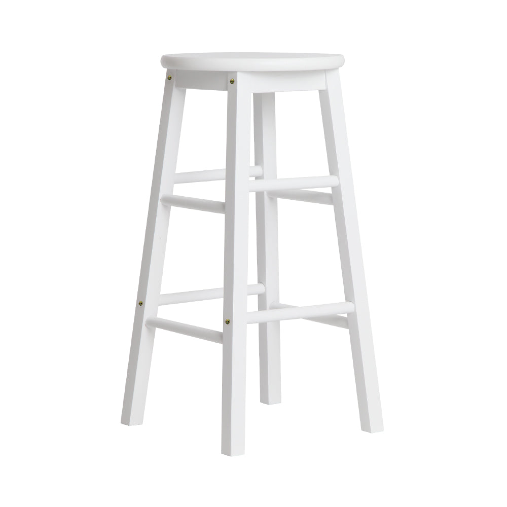 Artiss 2x Bar Stools Round Chairs Wooden White-3