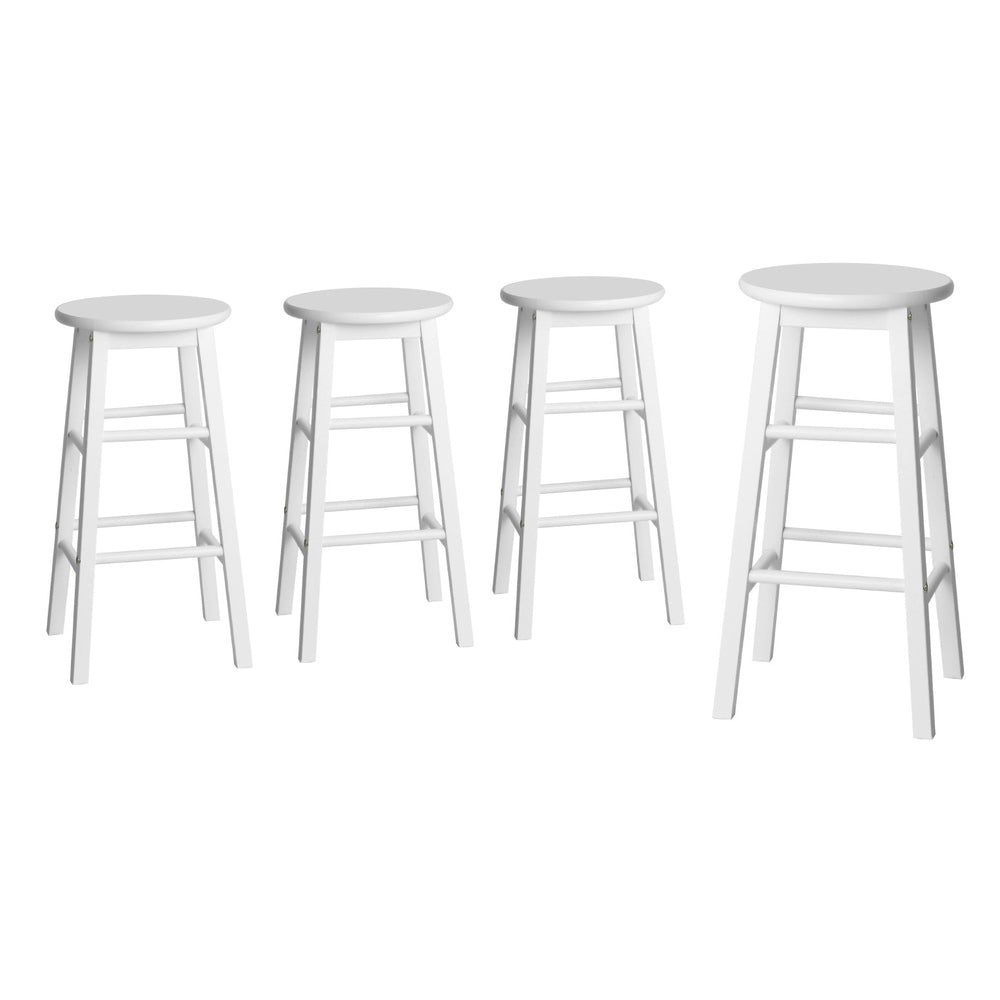 Artiss 4x Bar Stools Round Chairs Wooden White-0