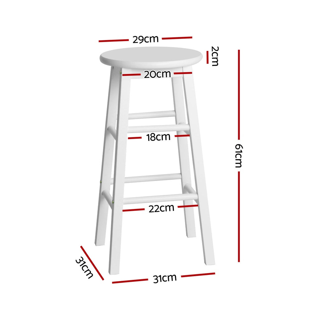 Artiss 4x Bar Stools Round Chairs Wooden White-1