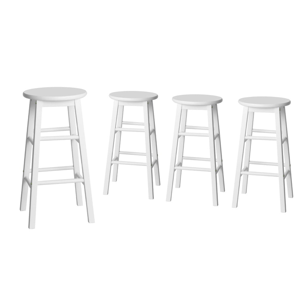 Artiss 4x Bar Stools Round Chairs Wooden White-2