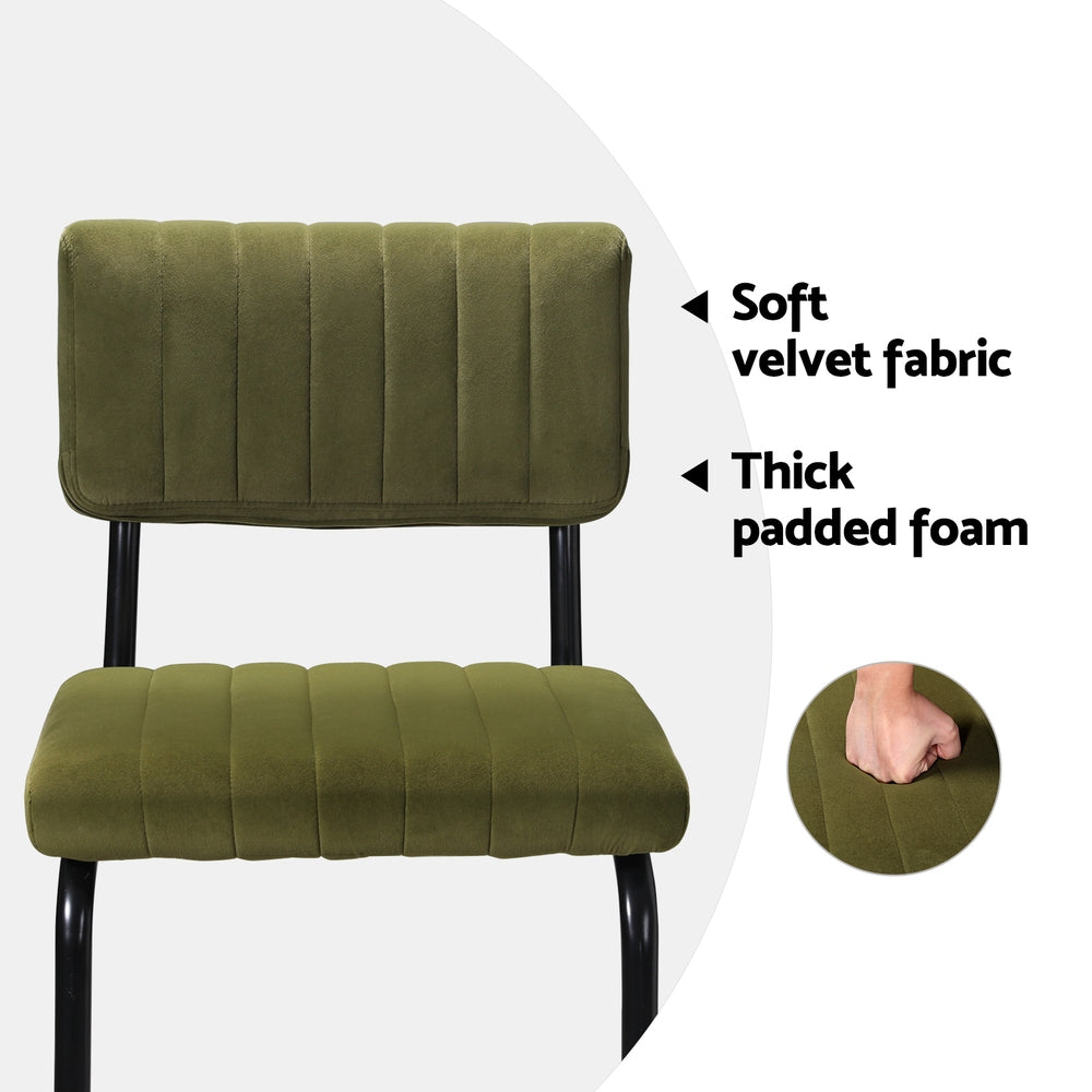 Artiss 2x Bar Stools Velvet Chairs Green-3