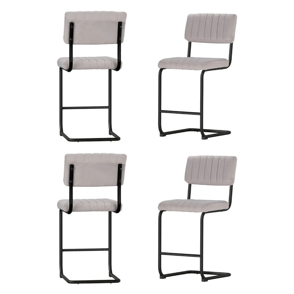 Artiss 4x Bar Stools Velvet Chairs Grey-0