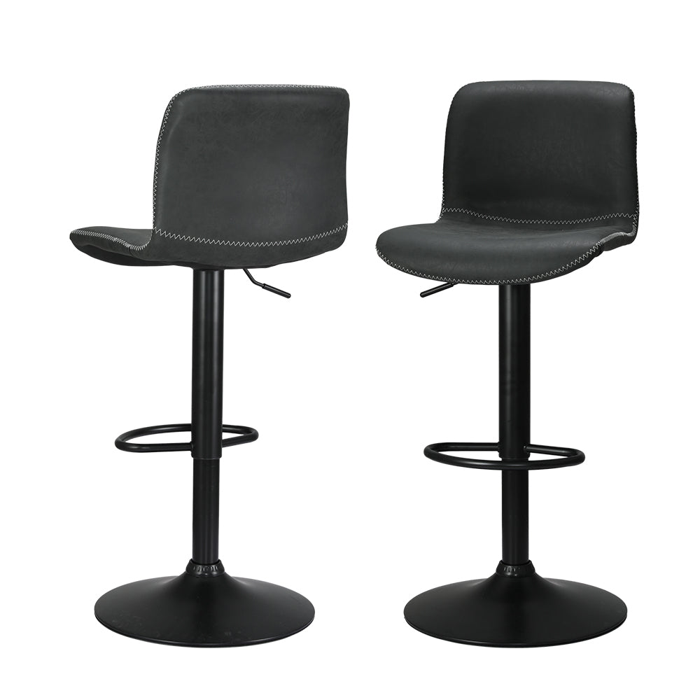 Artiss 2x Bar Stools Kitchen Swivel Bar Stool Gas Lift Chairs Barstools Black-0