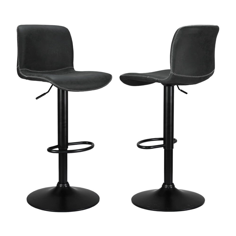 Artiss 4x Bar Stools Kitchen Swivel Gas Lift Chairs Black-2