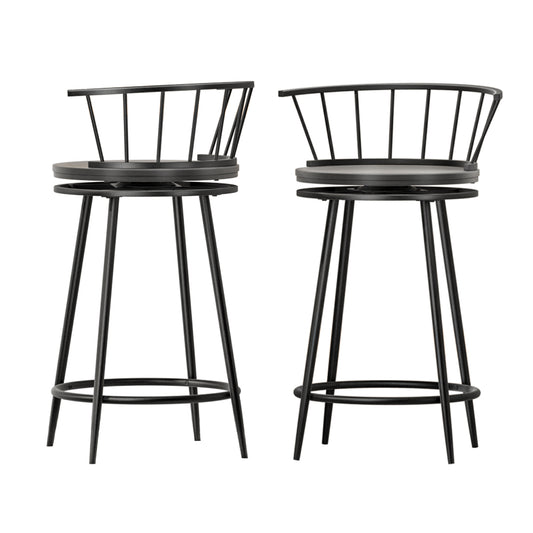 Artiss 2x Bar Stools Swivel Metal Chairs-0