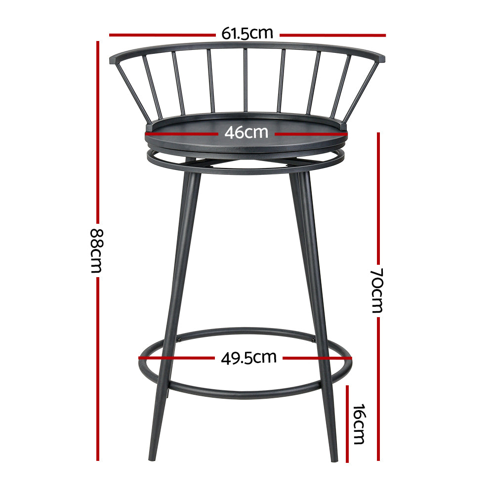 Artiss 2x Bar Stools Swivel Metal Chairs-1