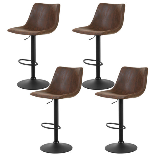 Artiss 4x Bar Stools Vintage Leather Swivel Gas Lift Brown-0