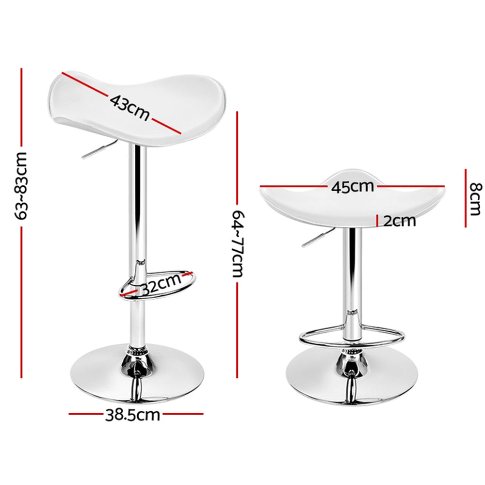 Artiss 4x Bar Stools Leather Gas Lift Chair White-1