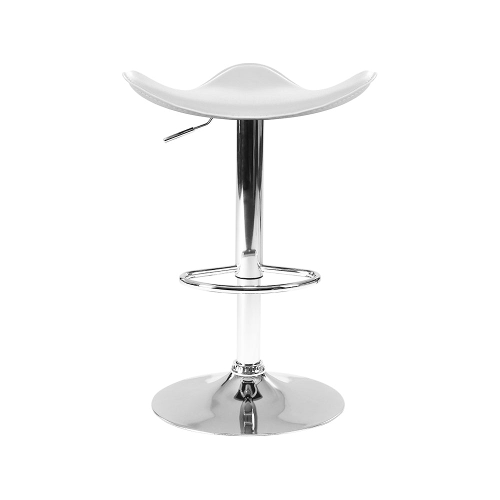 Artiss 4x Bar Stools Leather Gas Lift Chair White-2