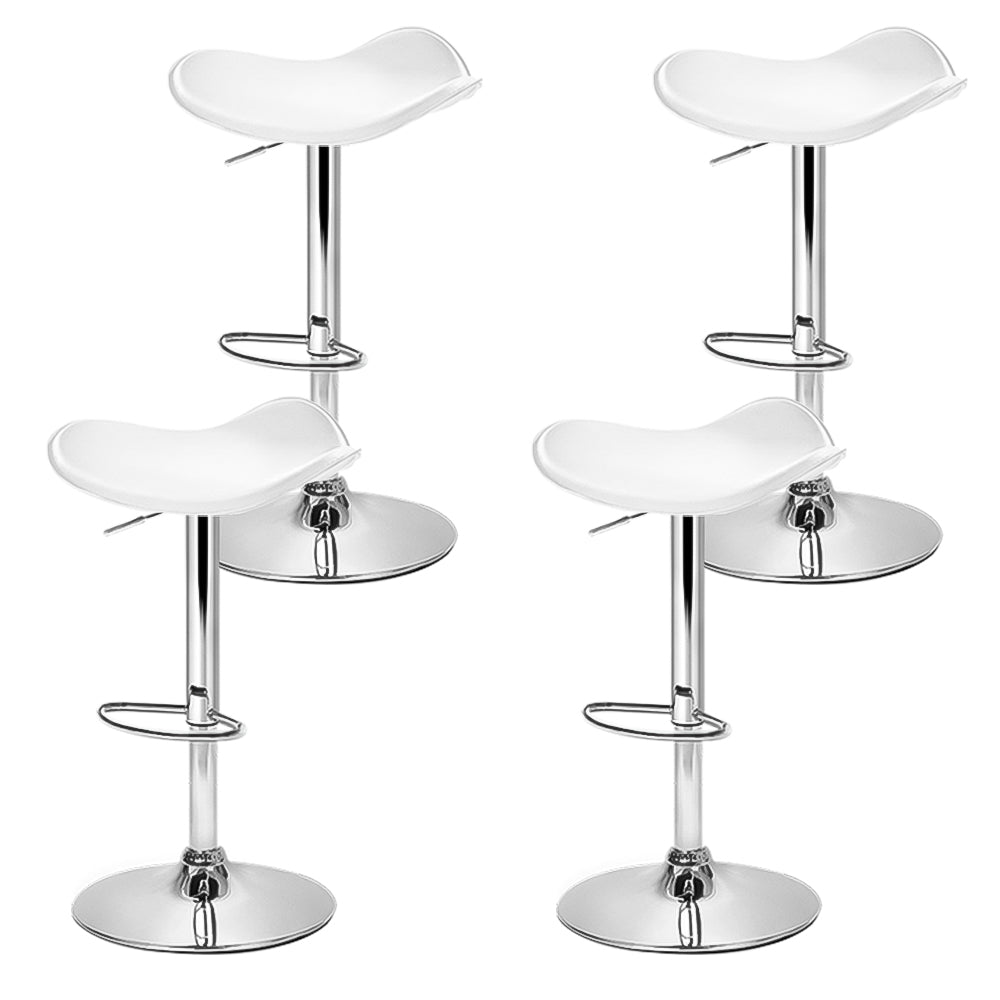 Artiss 4x Bar Stools Leather Gas Lift Chair White-2