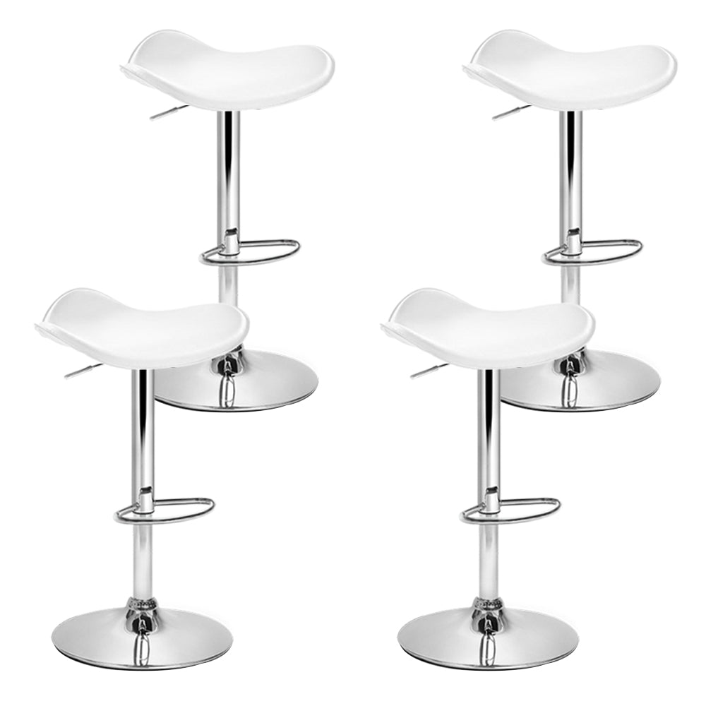 Artiss 4x Bar Stools Leather Gas Lift Chair White-6
