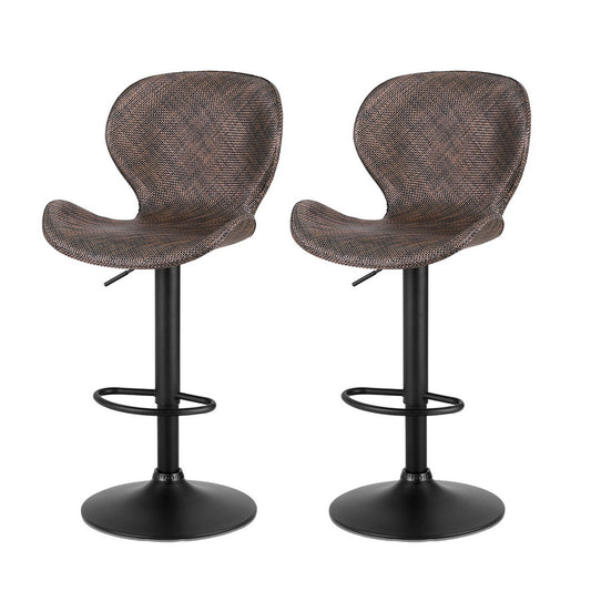 Artiss 2x Bar Stools Kitchen Swivel Gas Lift Counter Chair Wing PE Rattan Brown-0