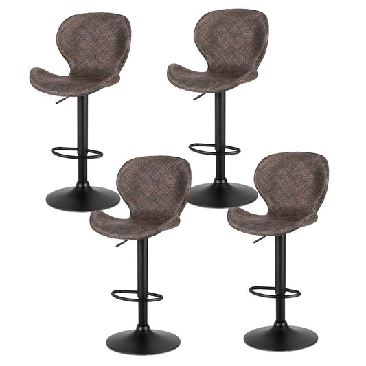 Artiss 4x Bar Stools Kitchen Swivel Gas Lift Counter Chair Wing PE Rattan Brown-0