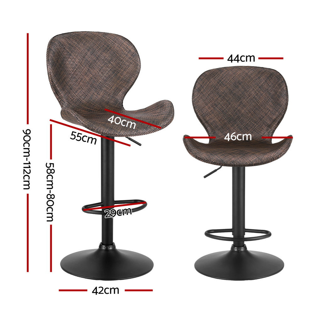Artiss 4x Bar Stools Kitchen Swivel Gas Lift Counter Chair Wing PE Rattan Brown-1