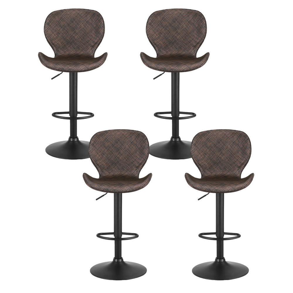 Artiss 4x Bar Stools Kitchen Swivel Gas Lift Counter Chair Wing PE Rattan Brown-2