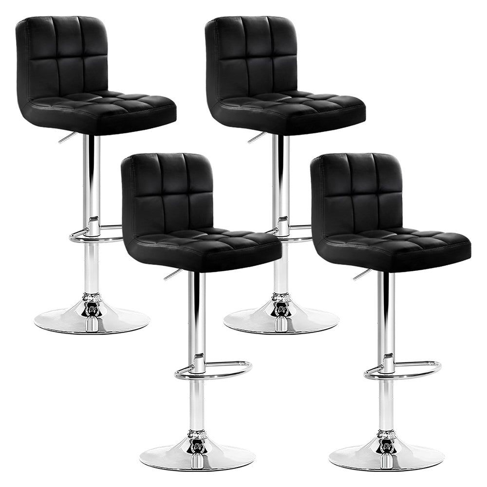 Artiss 4x Bar Stools Leather Gas Lift Black-0