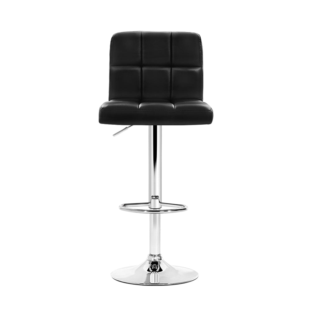 Artiss 4x Bar Stools Leather Gas Lift Black-2