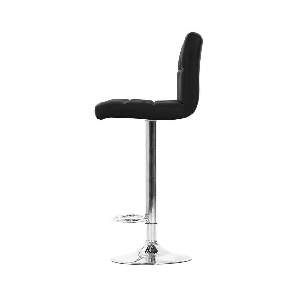 Artiss 4x Bar Stools Leather Gas Lift Black-3