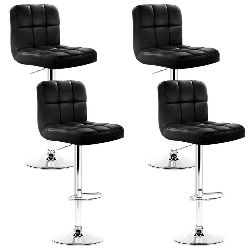 Artiss 4x Bar Stools Leather Gas Lift Black-0
