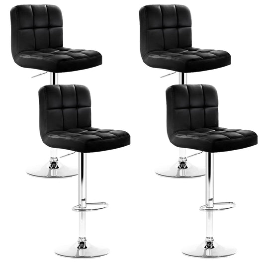 Artiss 4x Bar Stools Leather Gas Lift Black-0