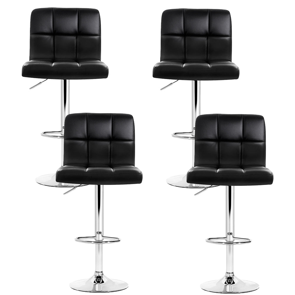 Artiss 4x Bar Stools Leather Gas Lift Black-2