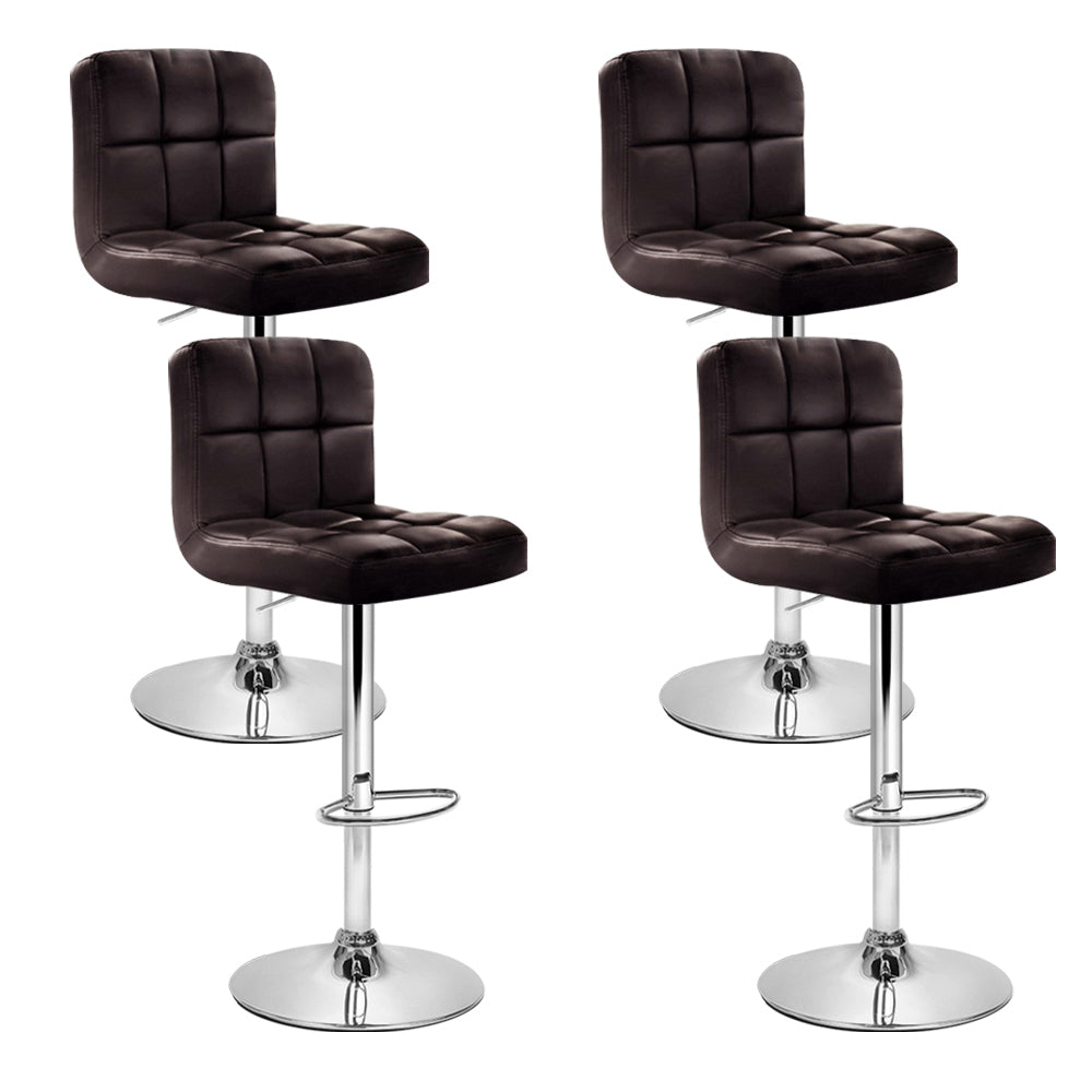 Artiss 4x Bar Stools Leather Gas Lift Brown-0