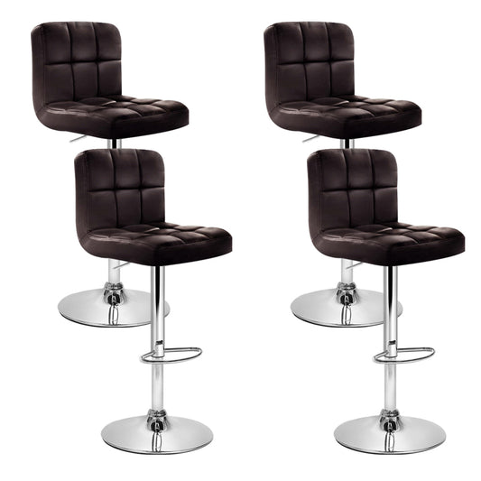 Artiss 4x Bar Stools Leather Gas Lift Brown-0