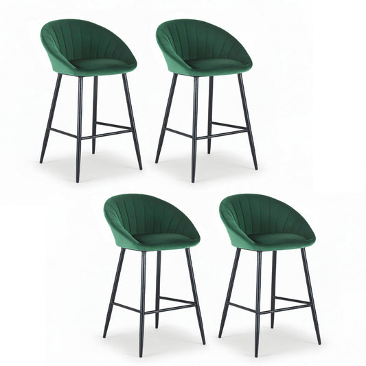 Artiss 4x Bar Stools Kitchen Dining Chair Counter Stool Tub Velvet Metal Green-0