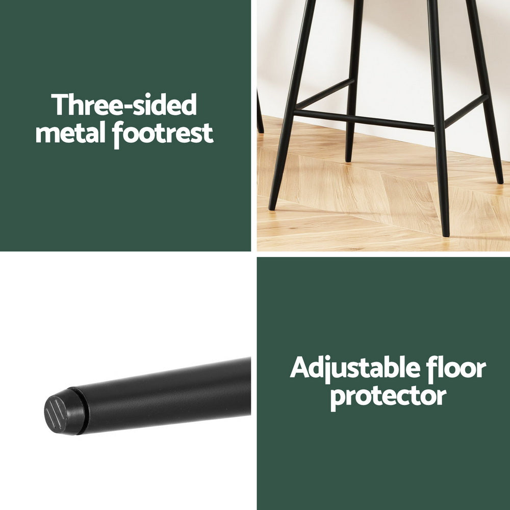 Artiss 4x Bar Stools Kitchen Dining Chair Counter Stool Tub Velvet Metal Green-5