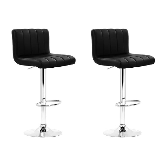 Artiss 2x Bar Stools Gas Lift Leather Chairs Black-0