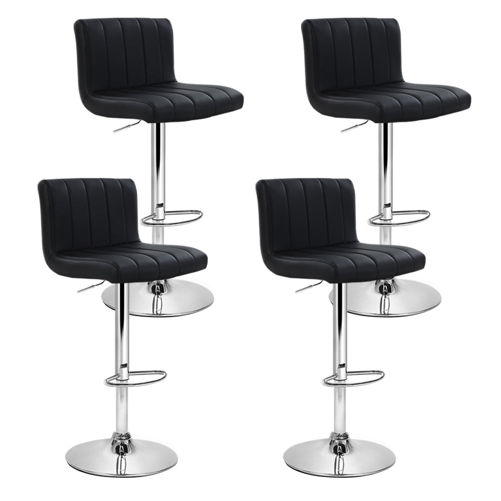 Artiss 4x Bar Stools Gas Lift Leather Black-0