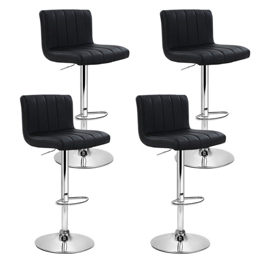 Artiss 4x Bar Stools Gas Lift Leather Black-0