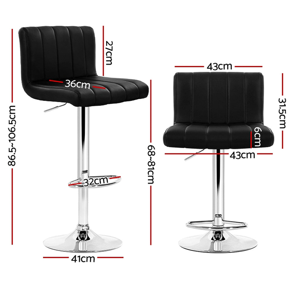 Artiss 4x Bar Stools Gas Lift Leather Black-1