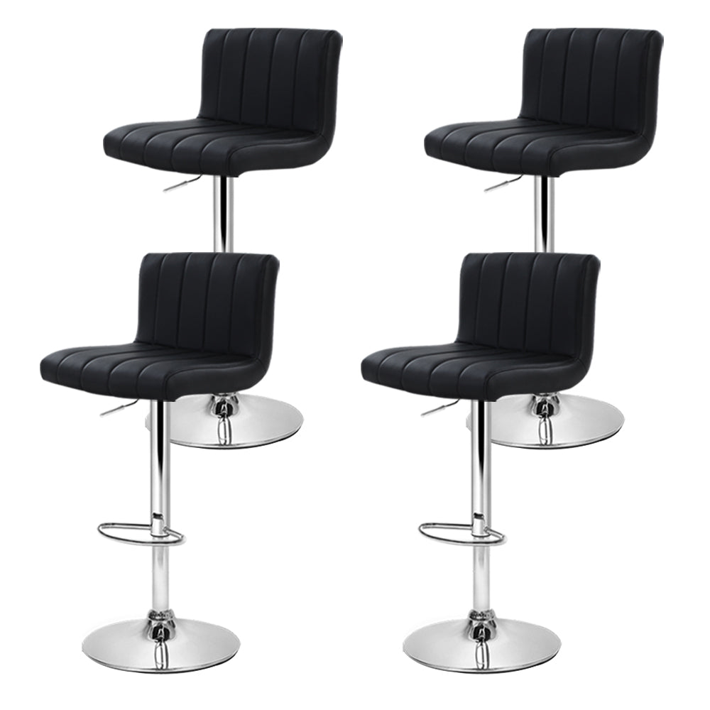 Artiss 4x Bar Stools Gas Lift Leather Black-2
