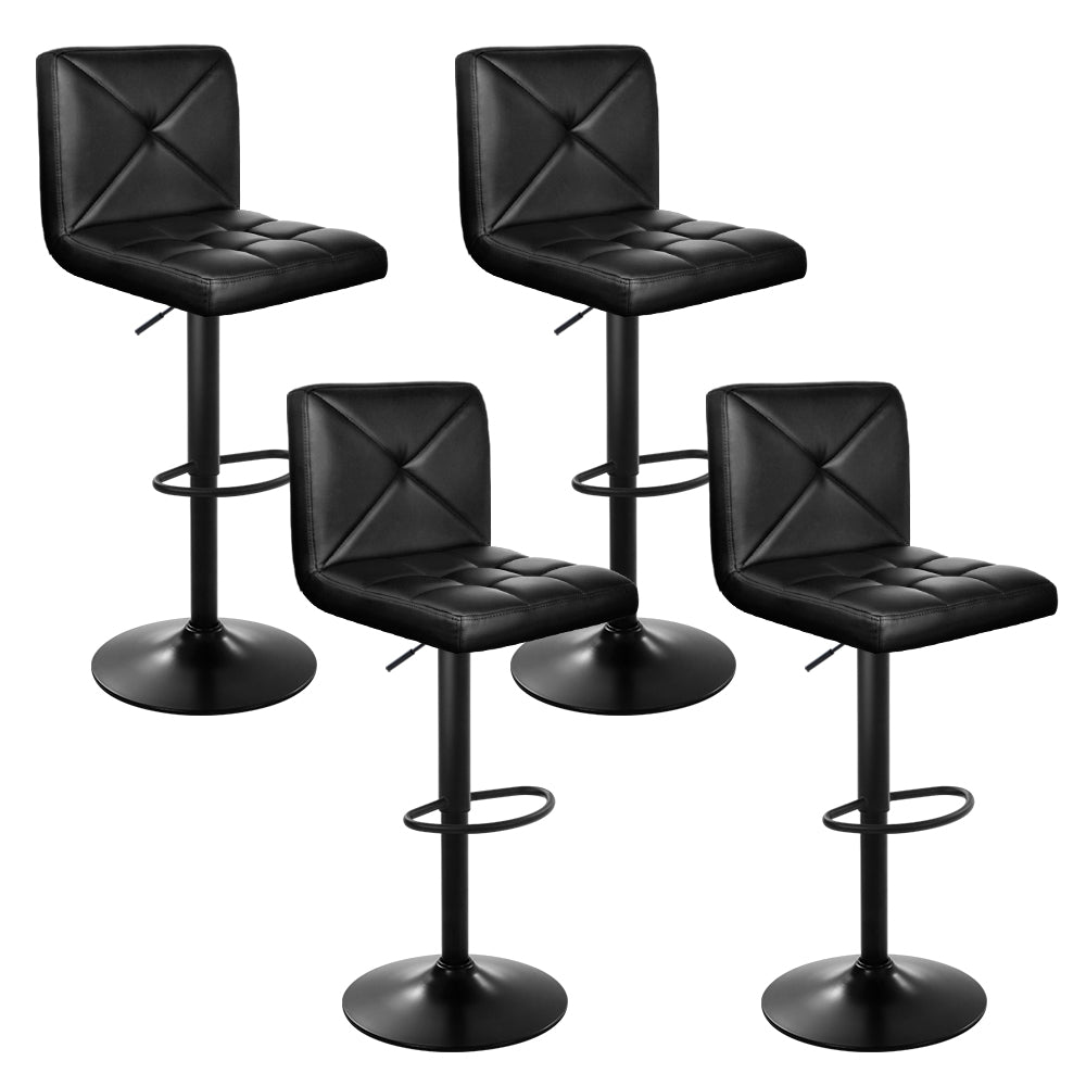 Artiss 4x Bar Stools Gas Lift Leather Chair Black-0