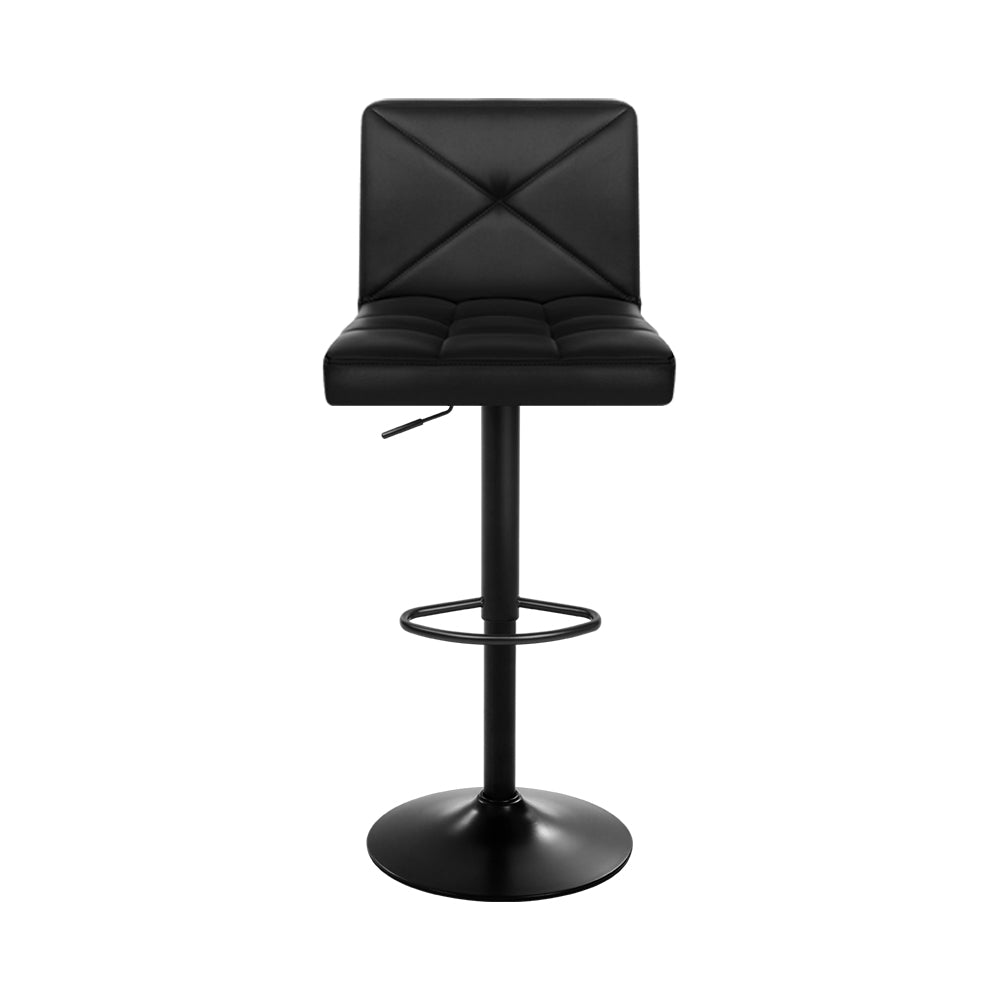 Artiss 4x Bar Stools Gas Lift Leather Chair Black-2