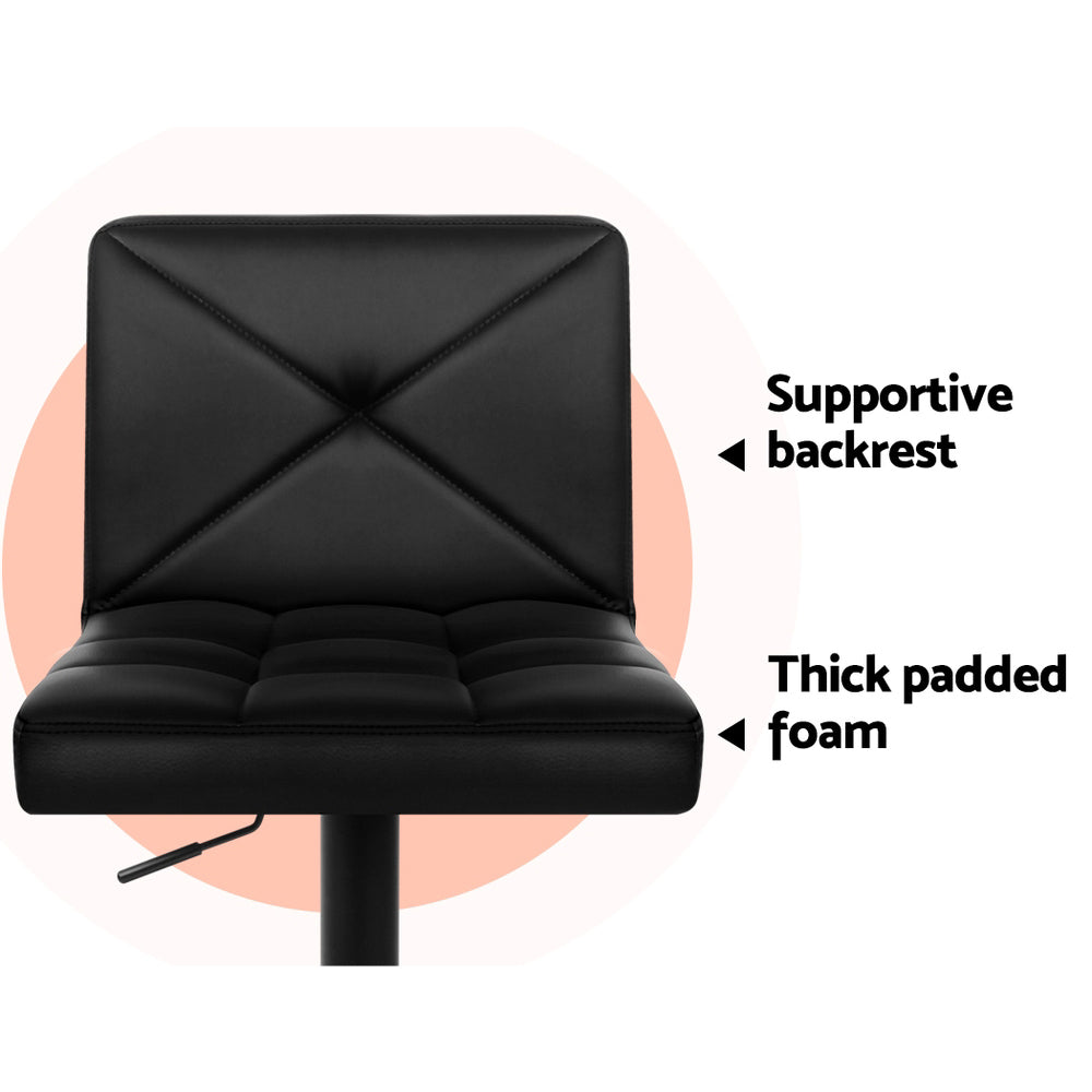 Artiss 4x Bar Stools Gas Lift Leather Chair Black-6