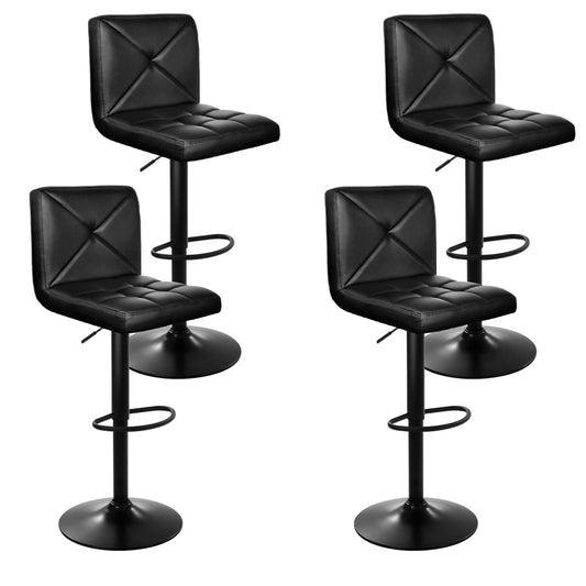 Artiss 4x Bar Stools Gas Lift Leather Chair Black-0