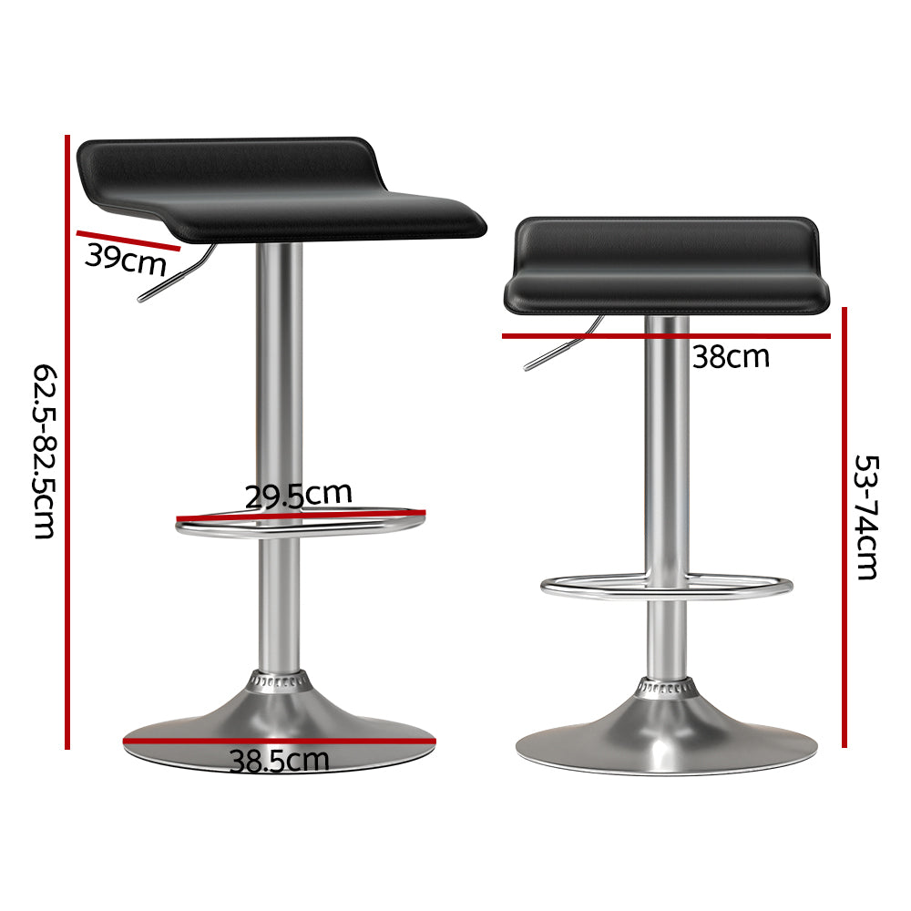 Artiss 2x Bar Stools Faux Leather Chair Black-1