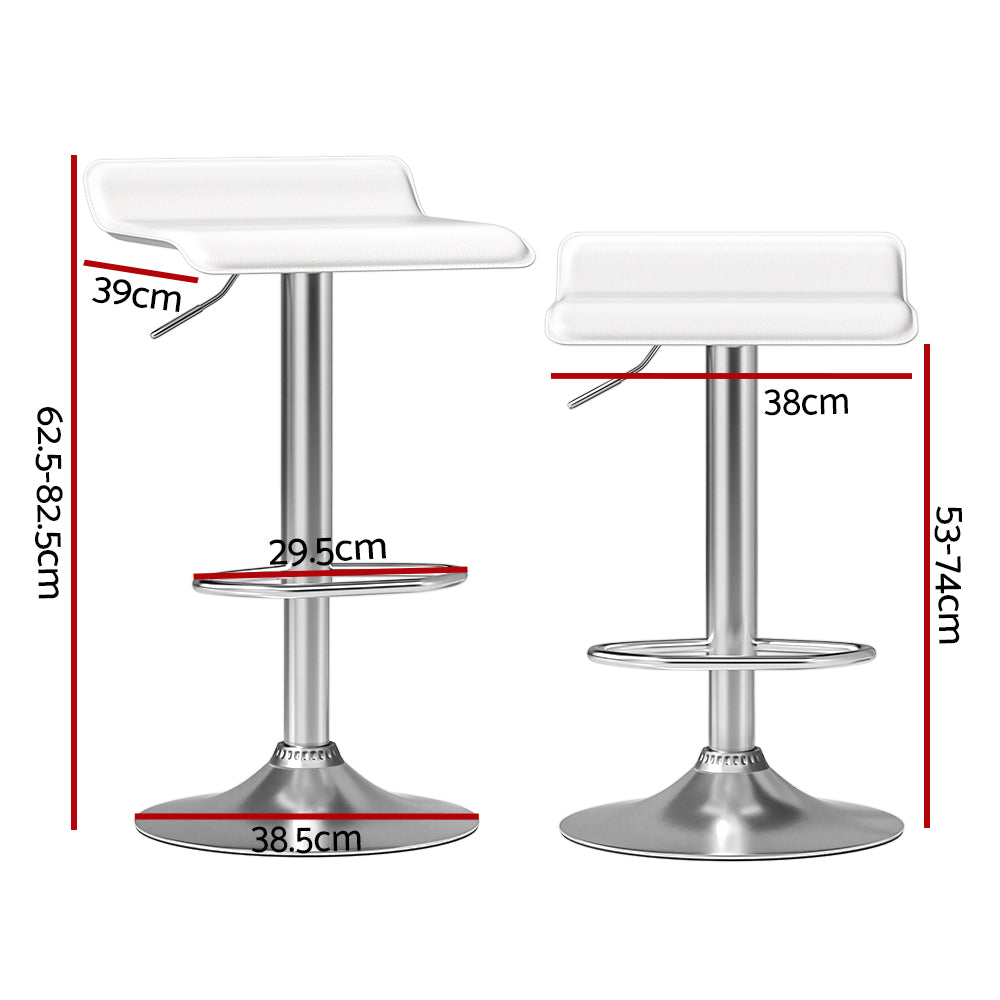 Artiss 2x Bar Stools Faux Leather Chair White-1