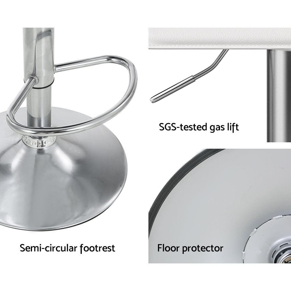 Artiss 2x Bar Stools Faux Leather Chair White-5